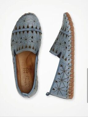 Coldwater Creek Women's Coldwater Creek Blue Leather Slip-On Flats